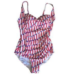 Romenza Targo one piece swimsuit bathing suit pink purple print Size M New